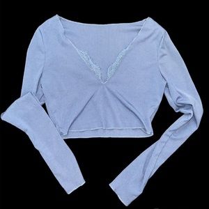 Blue longsleeve crop top